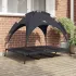 Pat ridicat pentru câini cu copertină detașabilă Maro XL Oțel GartenMobel Dekor