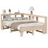 Pat cu bibliotecă fără saltea, alb, 140x190 cm, lemn masiv pin GartenMobel Dekor