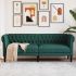 Canapea Chesterfield cu 3 locuri, gri închis, material textil GartenMobel Dekor