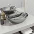 Chiuvetă ovală cu preaplin & orificiu robinet, ceramică de lux  GartenMobel Dekor