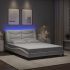 Cadru de pat cu lumini LED, alb, 180x200 cm, piele ecologică GartenMobel Dekor