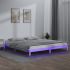 Cadru de pat cu LED, alb, 160x200 cm, lemn masiv GartenMobel Dekor