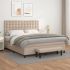 Pat box spring cu saltea, cappuccino, 90x190 cm piele ecologică GartenMobel Dekor