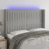 Tăblie de pat cu LED, gri deschis, 203x16x118/128 cm, textil GartenMobel Dekor