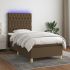 Pat cu arcuri, saltea și LED, gri închis, 100x200 cm, textil GartenMobel Dekor