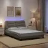 Cadru de pat cu lumini LED, gri taupe, 160x200 cm, textil GartenMobel Dekor