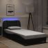 Cadru de pat cu lumini LED, negru, 180x200 cm, piele ecologică GartenMobel Dekor