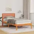 Cadru de pat cu headboard Maro 90 x 190 cm Lemn masiv de pin GartenMobel Dekor