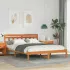 Cadru de pat cu headboard Alb Dublu Standard Lemn de brad GartenMobel Dekor