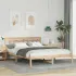 Cadru de pat cu headboard Alb Dublu Standard Lemn de brad GartenMobel Dekor