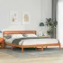 Cadru de pat cu headboard Maro 200 x 200 cm Lemn de brad GartenMobel Dekor