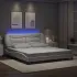 Cadru de pat cu LED, negru și alb, 180x200 cm, piele ecologică GartenMobel Dekor