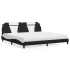Pat cu saltea, negru și alb, 100x200 cm, piele ecologică GartenMobel Dekor