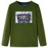 Tricou pentru copii cu mâneci lungi, kaki închis, 128 GartenMobel Dekor