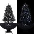 Brad de Crăciun cu ninsoare și bază umbrelă, negru, 140 cm, PVC GartenMobel Dekor