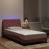 Cadru de pat cu lumini LED, roz, 140x190 cm, catifea GartenMobel Dekor