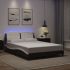 Cadru de pat cu lumini LED, negru, 140x190 cm, piele ecologică GartenMobel Dekor