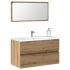 Set mobilier de baie, 2 piese, stejar fumuriu, lemn prelucrat GartenMobel Dekor