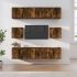 Set dulap TV, 8 piese, stejar fumuriu, lemn prelucrat GartenMobel Dekor