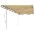 Copertină retractabilă manual, cu stâlpi galben/alb, 4x3,5 m GartenMobel Dekor