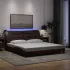 Cadru de pat cu lumini LED, gri închis, 180x200 cm, textil GartenMobel Dekor