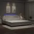 Cadru de pat cu lumini LED, alb, 90x190 cm, piele ecologică GartenMobel Dekor