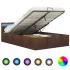 Cadru pat hidraulic ladă cu LED negru 120x200cm piele ecologică  GartenMobel Dekor