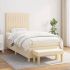 Pat box spring cu saltea, crem, 160x200 cm, material textil GartenMobel Dekor