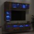 Set comode TV de perete, 7 piese, cu lumini LED, alb GartenMobel Dekor