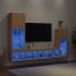 Unități TV de perete cu LED-uri 4 piese gri beton lemn compozit GartenMobel Dekor