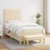 Pat box spring cu saltea, crem, 160x200 cm, material textil GartenMobel Dekor