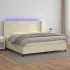 Pat cu arcuri, saltea și LED, crem, 90x190 cm, piele ecologică GartenMobel Dekor
