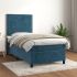 Pat box spring cu saltea, albastru închis, 160x200 cm, catifea GartenMobel Dekor