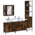 Set dulapuri de baie, 4 piese, negru, lemn prelucrat GartenMobel Dekor