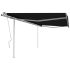 Copertină retractabilă manual, cu stâlpi galben/alb, 4x3,5 m GartenMobel Dekor