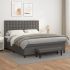 Pat box spring cu saltea, gri, 90x190 cm, piele ecologică GartenMobel Dekor