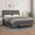 Pat box spring cu saltea, gri, 90x200 cm, piele ecologică GartenMobel Dekor