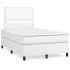 Pat box spring cu saltea, alb, 80x200 cm, piele ecologică GartenMobel Dekor