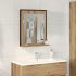 Oglindă baie cu raft stejar fumuriu 50x12x60 cm lemn prelucrat GartenMobel Dekor