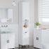 Dulap de baie înalt cu ușă Alb foarte lucios 31.5 x 33 x 190 cm GartenMobel Dekor