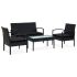 Set mobilier de grădină cu perne, 4 piese, negru, poliratan GartenMobel Dekor