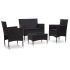 Set mobilier de grădină cu perne, 4 piese, negru, poliratan GartenMobel Dekor
