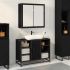 Dulap cu oglindă pentru baie neagră 65x20x60 cm lemn prelucrat GartenMobel Dekor