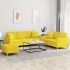 Set de canapele cu perne, 3 piese, galben deschis, textil GartenMobel Dekor