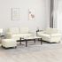 Set de canapele cu perne, 3 piese, crem, catifea GartenMobel Dekor