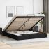 Cadru de pat otoman fără saltea Negru piele artificială GartenMobel Dekor