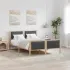 Cadru de pat cu headboard Gri închis 135 x 190 cm țesătură GartenMobel Dekor