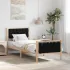 Cadru de pat cu headboard Negru 75 x 190 cm Lemn de pin masiv GartenMobel Dekor
