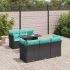 Set mobilier grădină perne 6 piese negru poliratan/lemn acacia GartenMobel Dekor