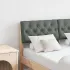 Tăblie tapițată Gri închis 120 cm Lemn de pin masiv GartenMobel Dekor